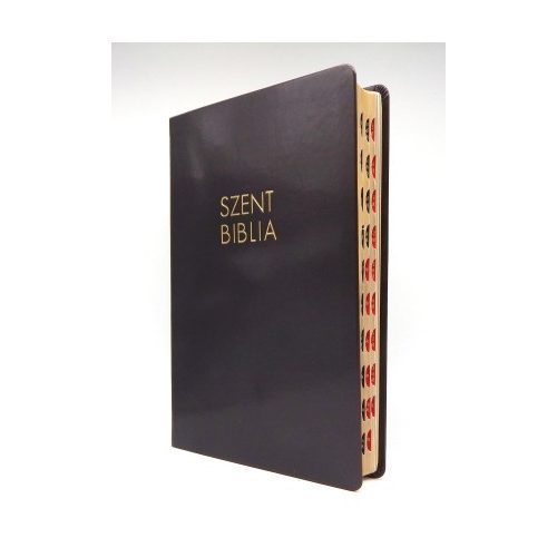 Regiszteres nagy Biblia BARNA bőrhatású - Károli Gáspár Biblia díszdobozban 16,7 x 24,7 cm