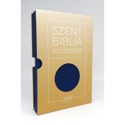 Közepes Károli Gáspár Biblia cipzárral, regiszterrel - SÖTÉTKÉK bőrhatású 12x18,5 cm 
