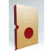 Közepes Károli Gáspár Biblia cipzárral, regiszterrel - PIROS bőrhatású 12x18,5 cm 