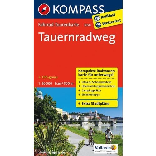 7050. Tauernradweg, Salzach-Radweg kerékpáros térkép Kompass 1:125 000 