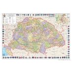   A Magyar Szent Korona Országai falitérkép 1910., A Magyar Szent Korona országai térképe jelenlegi Magyarország határral - fémléces, fóliás 140x100 cm