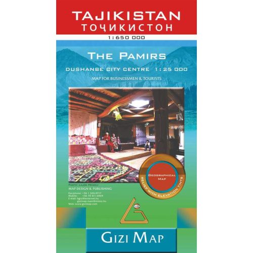 Tádzsikisztán térkép Gizi Map, Tajikistan térkép Geographical 1:650 000  2020 Pamír térkép, Tádzsik Köztársaság térkép, Dusanbe térkép