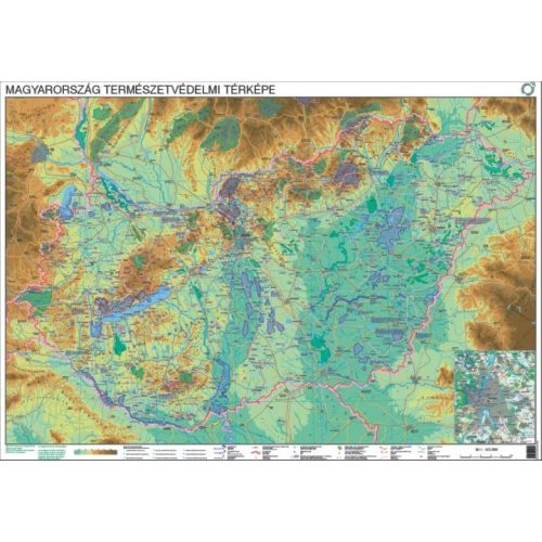 Magyarország természetvédelmi térképe fémléces Stiefel 100x70 cm