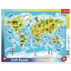   Trefl Világtérkép állatokkal keretes puzzle 25 db-os (31340)