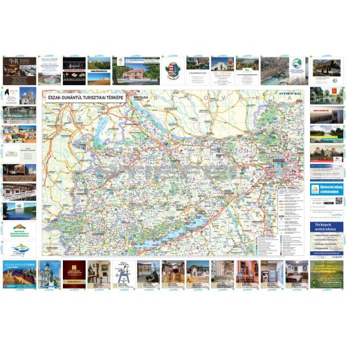Észak-Dunántúl térkép, Észak Dunántúl turisztikai térképe, fémléces, fóliás falitérkép 100x70 cm