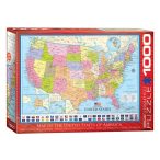   EuroGraphics - Map of the USA államai puzzle, USA puzzle 1000 db-os USA térkép puzzle 6000-0788 