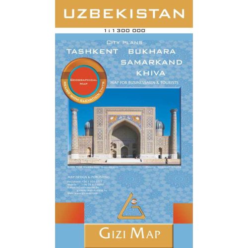 Üzbegisztán térkép Gizi Map, Uzbekistan térkép Geographical 1:1 300 000  2020 Tashkent térkép