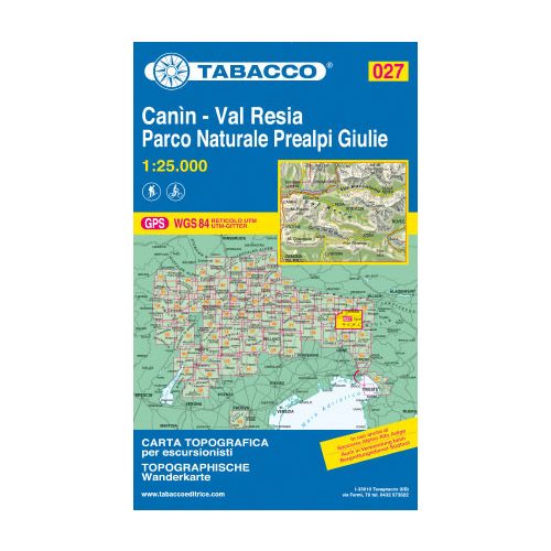 027. Canin - Valli di Resia e Raccolana turista térkép Tabacco 1: 25 000 