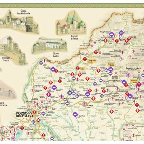 Várak a történelmi Magyarországon falitérkép Paulus 1:1 000 000 100x66 cm / hajtott térképből fóliázva /