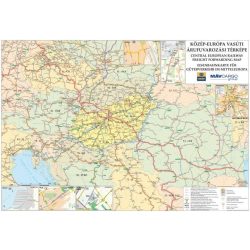   Közép-Európa vasúti térképe fémléces, Közép-Európa falitérkép  1:5 500 000 2005  100 x 70 cm