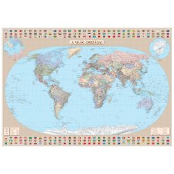   Keretre kifeszített világtérkép vászonkép - Föld országai vászon térkép - Világ országai falitérkép - magyar nyelvű 