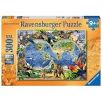   A világ állatai Puzzle Ravensburger 300 darabos XXL képkirakó, Világtérkép ( 131730 )