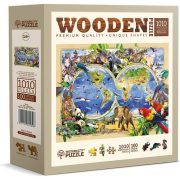 A világ állatai Puzzle Ravensburger Wooden City NB1010-0014-XL - Az állatvilág térképe - 1010 db-os 52 x 37,5 cm fa puzzle 