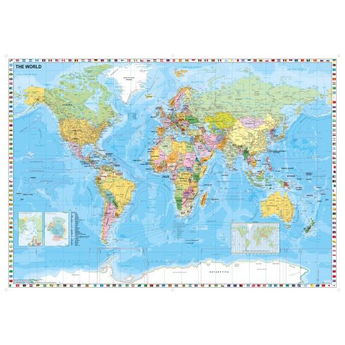 Világtérkép fóliázott-faléces Föld országai térkép, Világ országai falitérkép angol 200x140 cm 