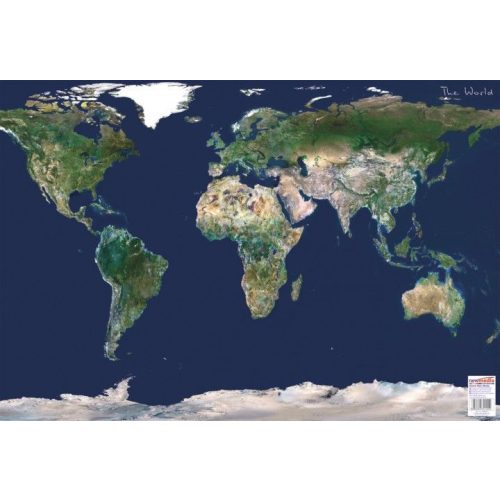 A Föld panorámatérképe, a Föld a világűrből fóliázott, lécezett falitérkép 100x70 cm
