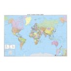   Világ falitérkép fóliás, politikai színezésű világ országai laminált falitérkép Freytag 1:25 000 000 176x122,5 cm 