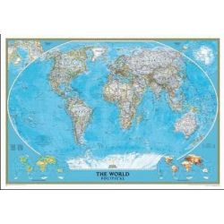   Világ országai falitérkép keretezett National Geographic 186x127 cm - kék színű, nagy