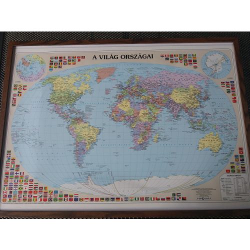 Világ országai falitérkép keretezett - plexi lappal - 70x50 cm Világtérkép keretezve