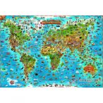  Világtérkép gyerekeknek, gyerek világtérkép nevezetességekkel 137 x 97 cm - a Föld térképe Vince kiadó